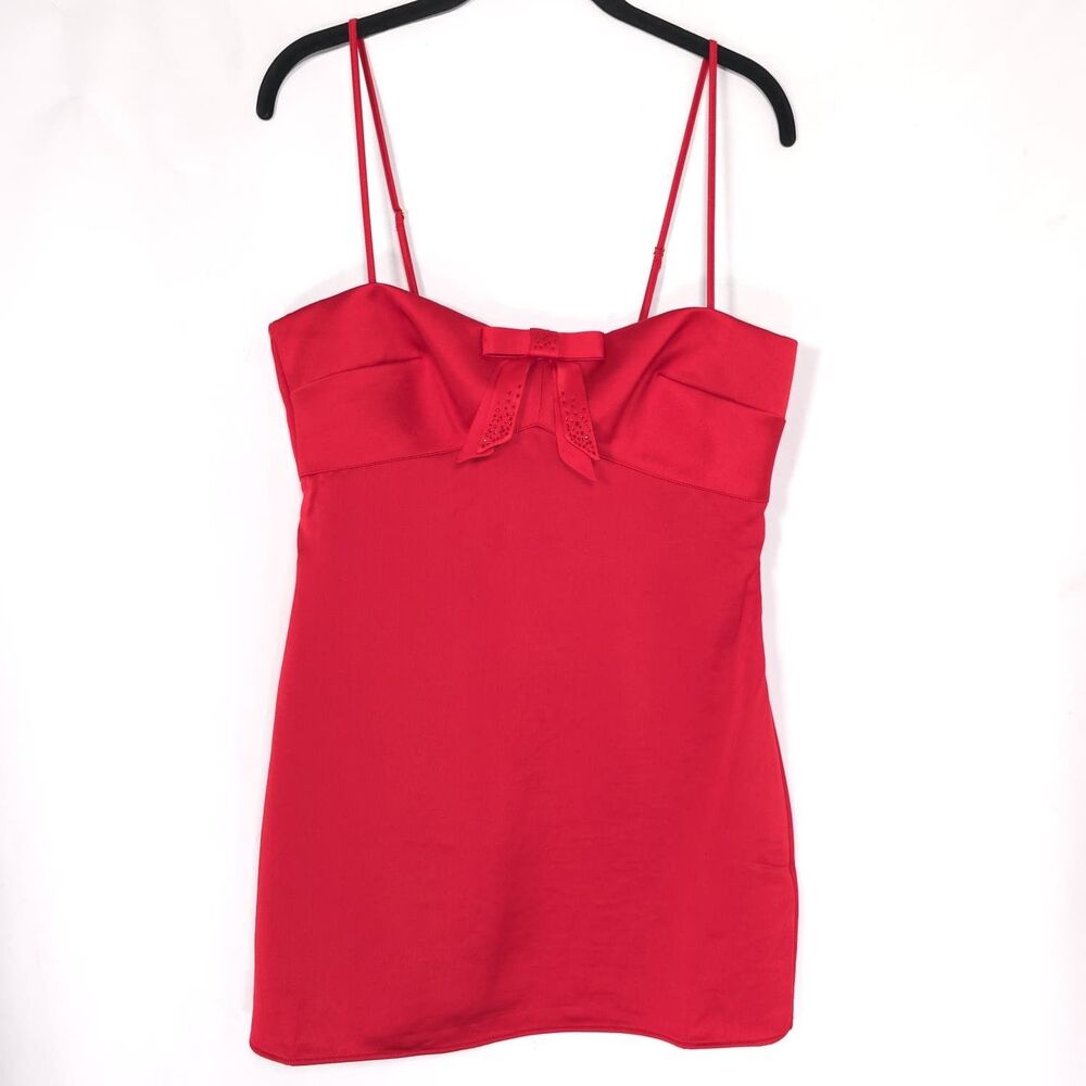 VICTORIA'S SECRET Womens New SMALL Mini Dress Satin Red Bow Crystal 11276464